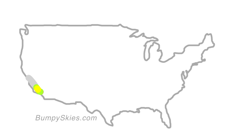 Map of continental US with illustrated flight path and turbulence forecast (described in text below)