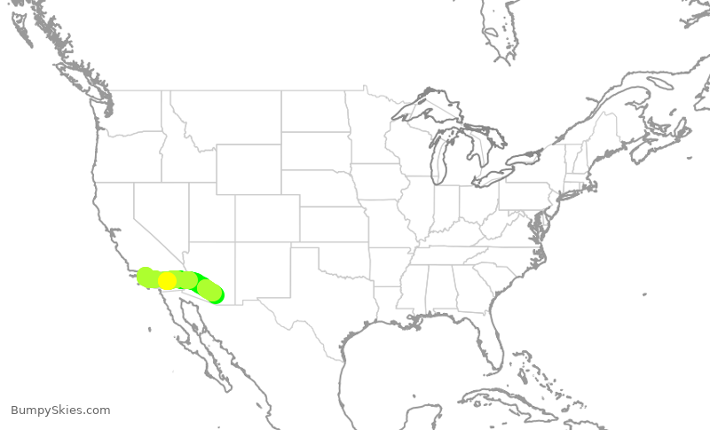 Turbulence forecast map for SKW3846, LAX to TUS