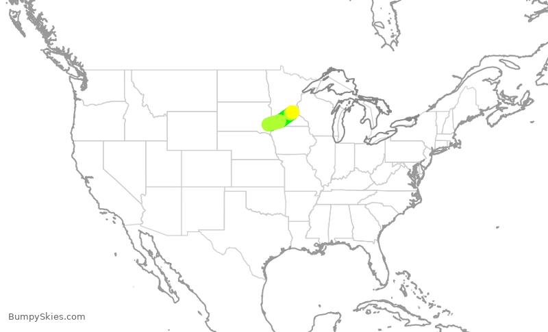 Turbulence forecast map for SKW3850, MSP to FSD