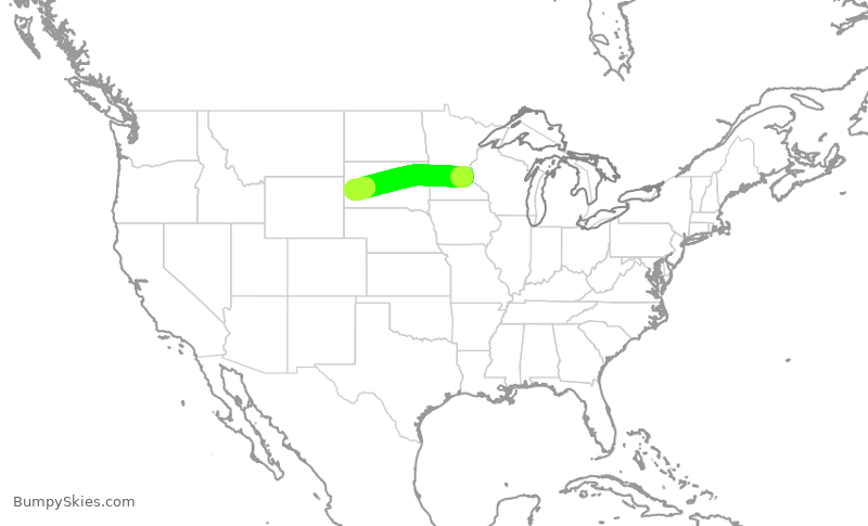 Turbulence forecast map for SKW3851, MSP to RAP
