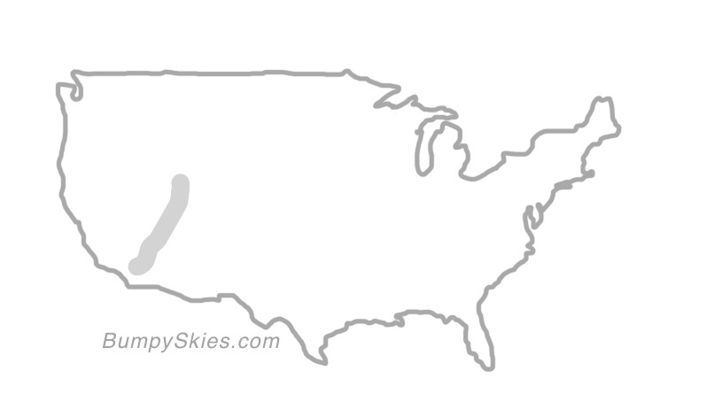 Map of continental US with illustrated flight path and turbulence forecast (described in text below)