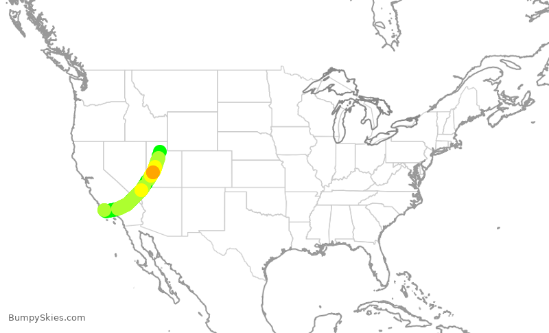 Turbulence forecast map for SKW3853, SBA to SLC