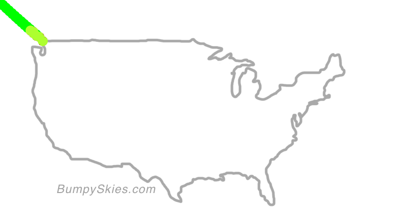 Map of continental US with illustrated flight path and turbulence forecast (described in text below)