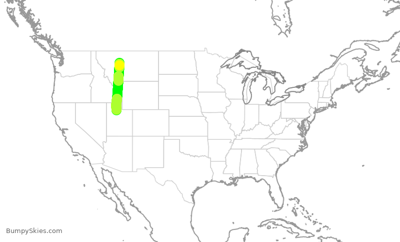 Turbulence forecast map for SKW3859, GTF to SLC