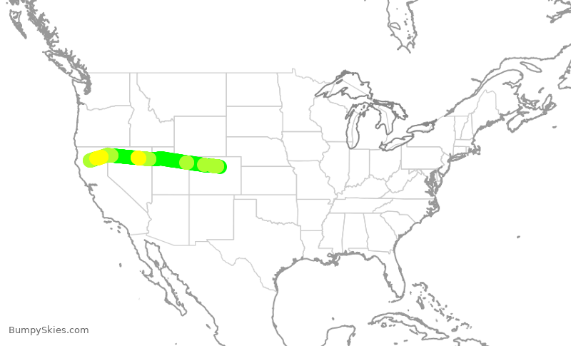 Turbulence forecast map for SKW385, DEN to RDD