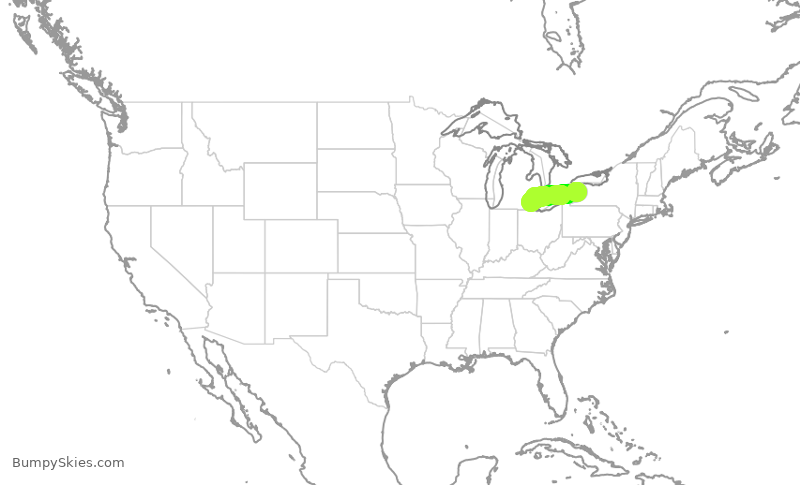 Turbulence forecast map for SKW3861, BUF to DTW