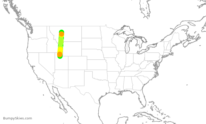 Turbulence forecast map for SKW3862, GTF to SLC