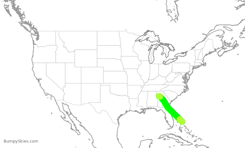 Turbulence forecast map for SKW3863, MHH to ATL