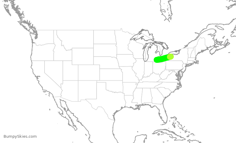 Turbulence forecast map for SKW3870, DTW to BUF