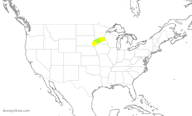 Turbulence forecast map for SKW3870, FSD to MSP