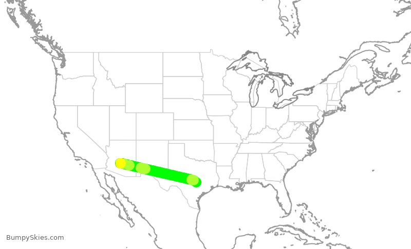 Turbulence forecast map for SKW3872, PHX to AUS