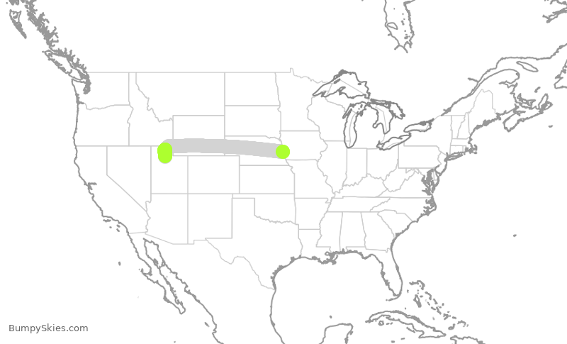 Turbulence forecast map for SKW3874, OMA to SLC