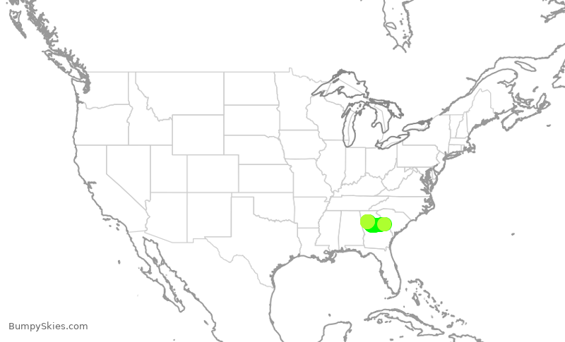 Turbulence forecast map for SKW3878, AGS to ATL