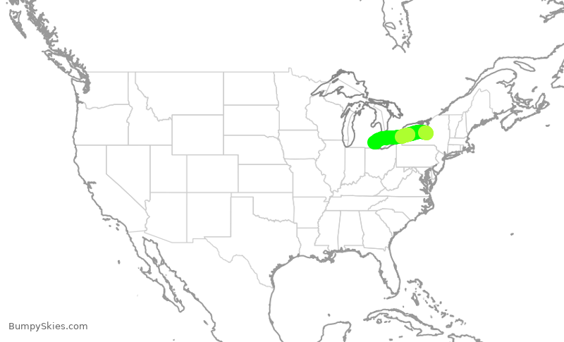 Turbulence forecast map for SKW3878, SYR to DTW