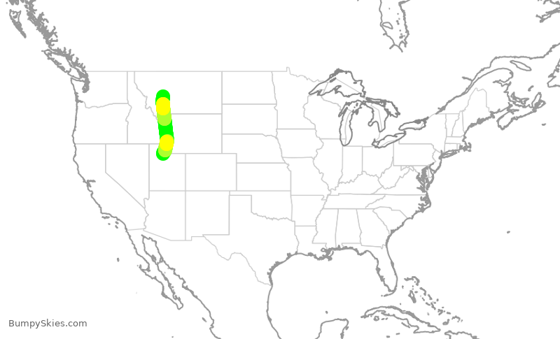 Turbulence forecast map for SKW3880, SLC to HLN