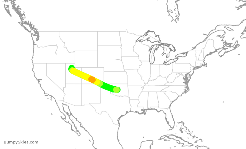 Turbulence forecast map for SKW3882, OKC to SLC