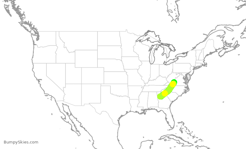 Turbulence forecast map for SKW3890, ATL to ROA