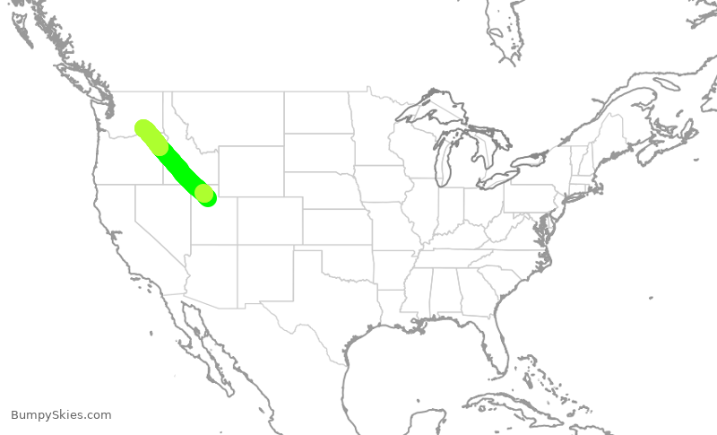 Turbulence forecast map for SKW3892, SLC to PSC