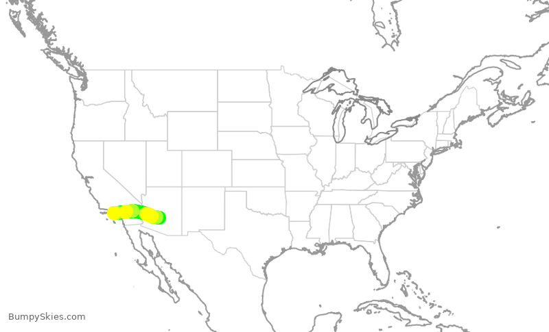 Turbulence forecast map for SKW3894, PHX to LAX