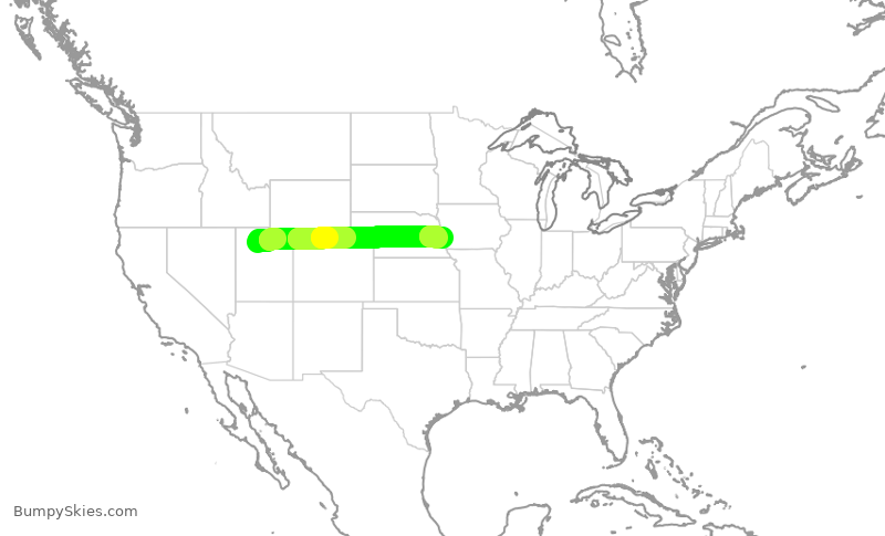 Turbulence forecast map for SKW3896, SLC to OMA