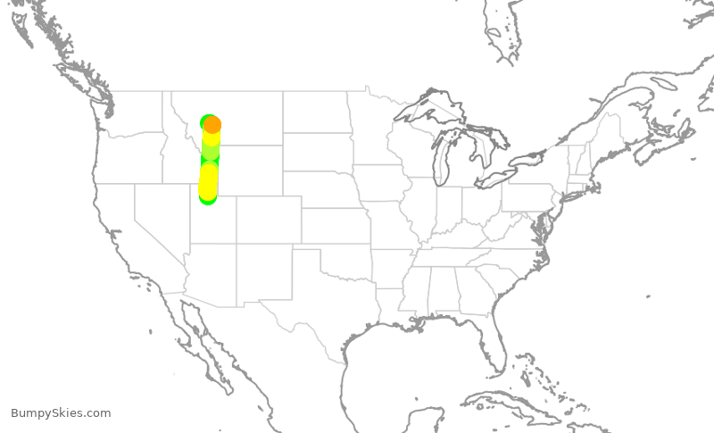 Turbulence forecast map for SKW3901, HLN to SLC