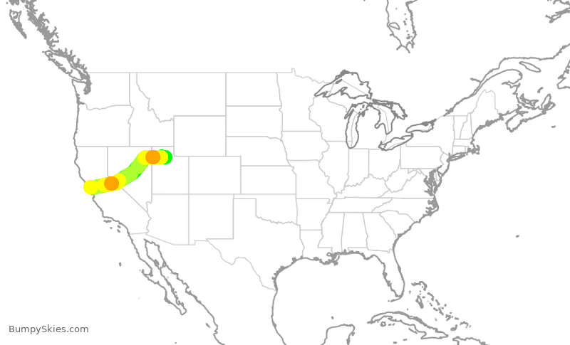Turbulence forecast map for SKW3903, SLC to OAK