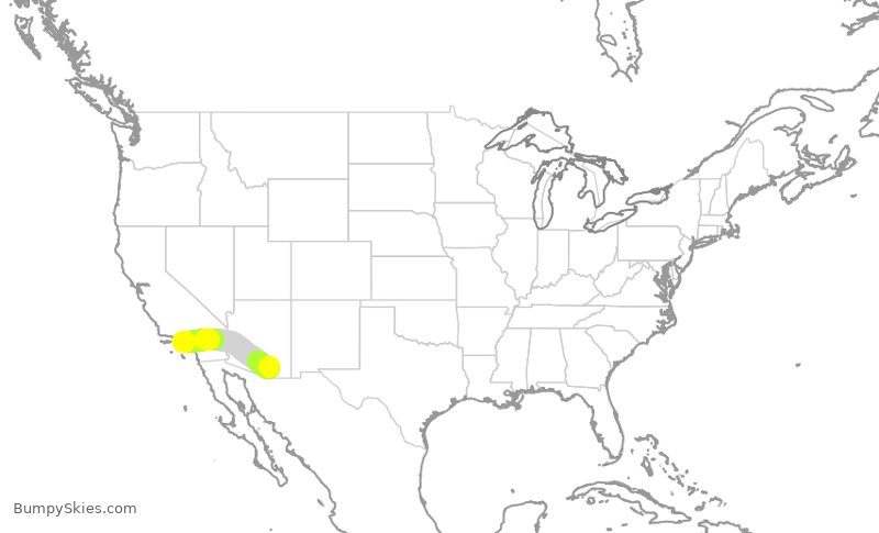 Turbulence forecast map for SKW3905, TUS to LAX