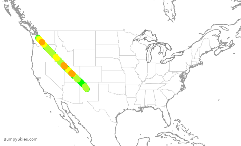Turbulence forecast map for SKW3911, SEA to ABQ