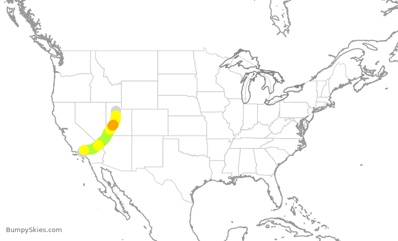 Turbulence forecast map for SKW3916, SLC to BUR