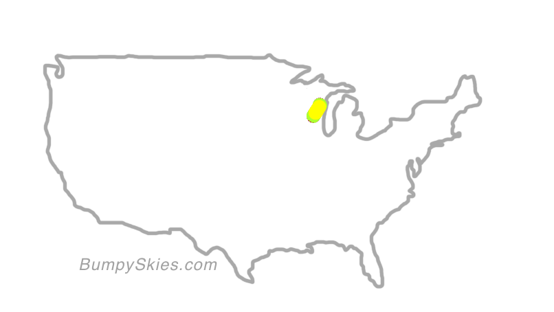 Map of continental US with illustrated flight path and turbulence forecast (described in text below)