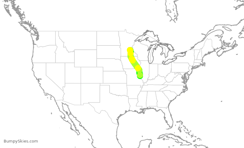 Turbulence forecast map for SKW3921, STL to MSP