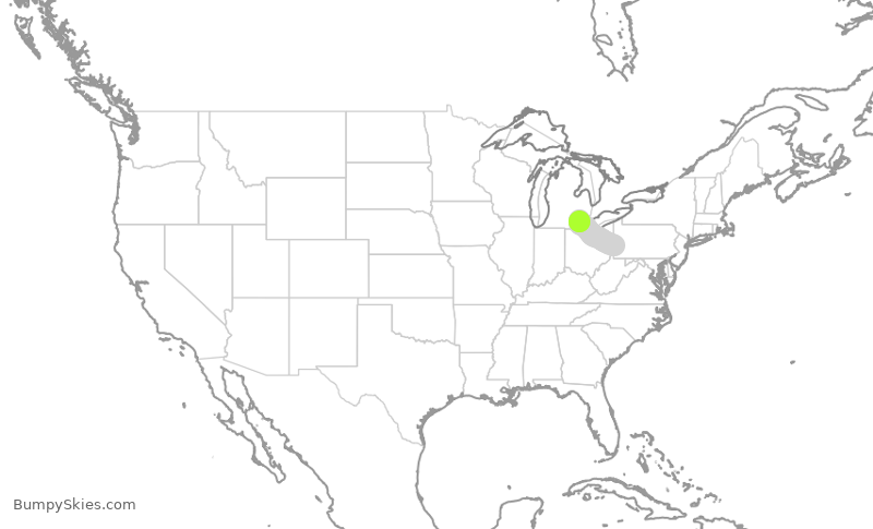 Turbulence forecast map for SKW3924, PIT to DTW