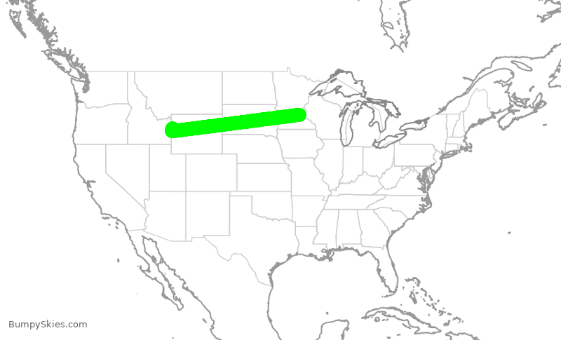 Turbulence forecast map for SKW3925, MSP to JAC