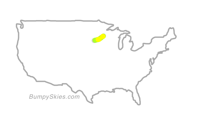 Map of continental US with illustrated flight path and turbulence forecast (described in text below)