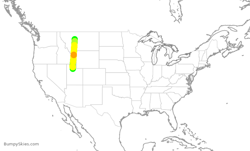 Turbulence forecast map for SKW3934, GTF to SLC