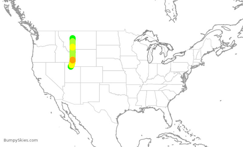 Turbulence forecast map for SKW3934, SLC to GTF