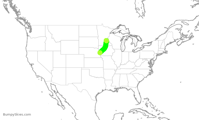 Turbulence forecast map for SKW3936, OMA to MSP