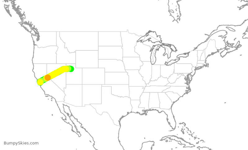 Turbulence forecast map for SKW3937, SJC to SLC