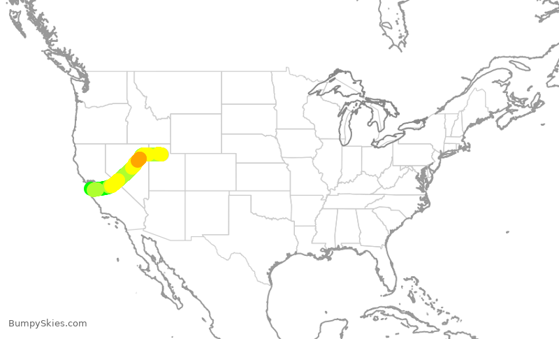 Turbulence forecast map for SKW3937, SLC to SJC