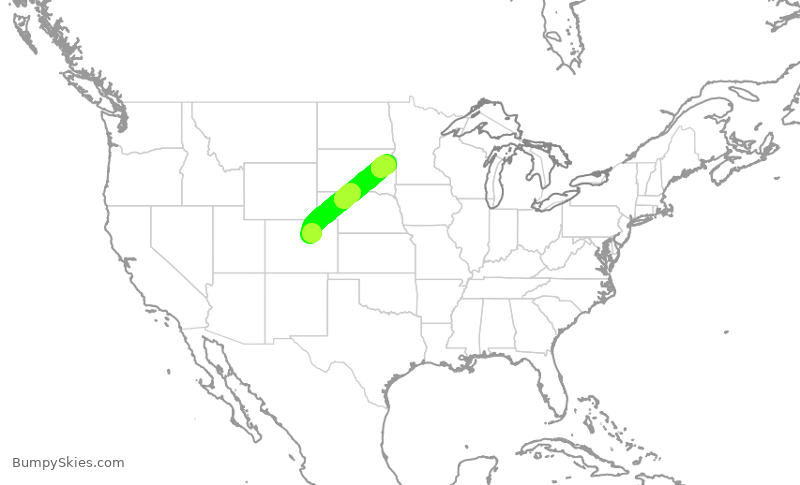 Turbulence forecast map for SKW393, DEN to ATY