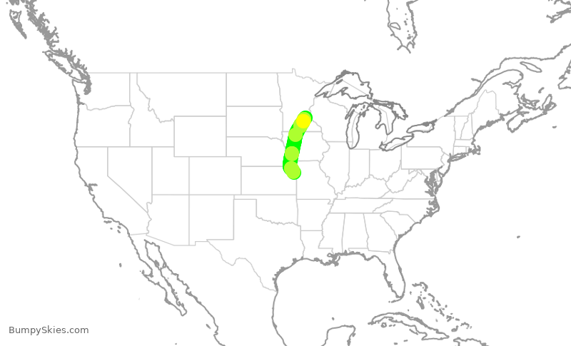 Turbulence forecast map for SKW3944, MSP to MCI