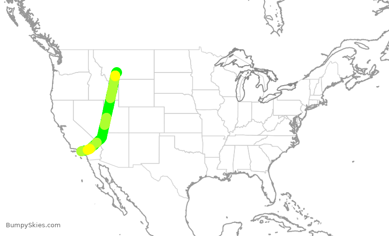 Turbulence forecast map for SKW3947, BZN to LAX