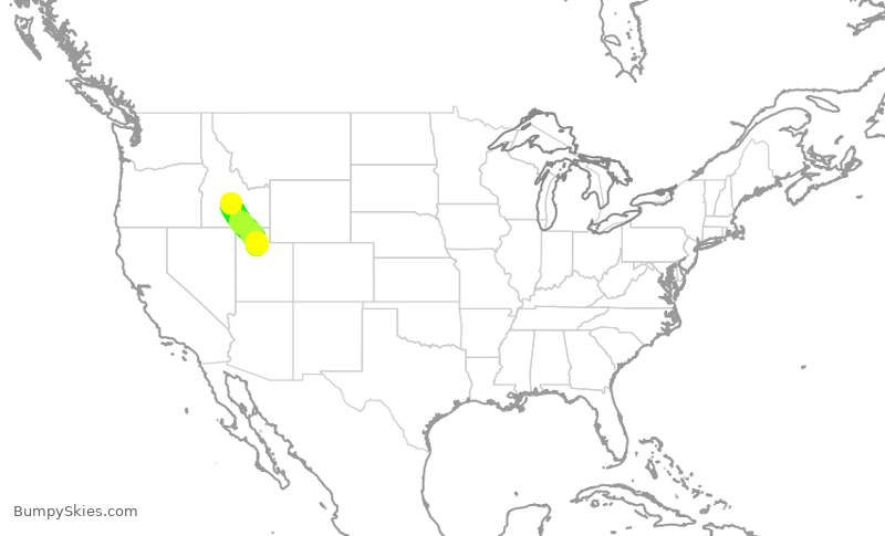 Turbulence forecast map for SKW3947, SUN to SLC