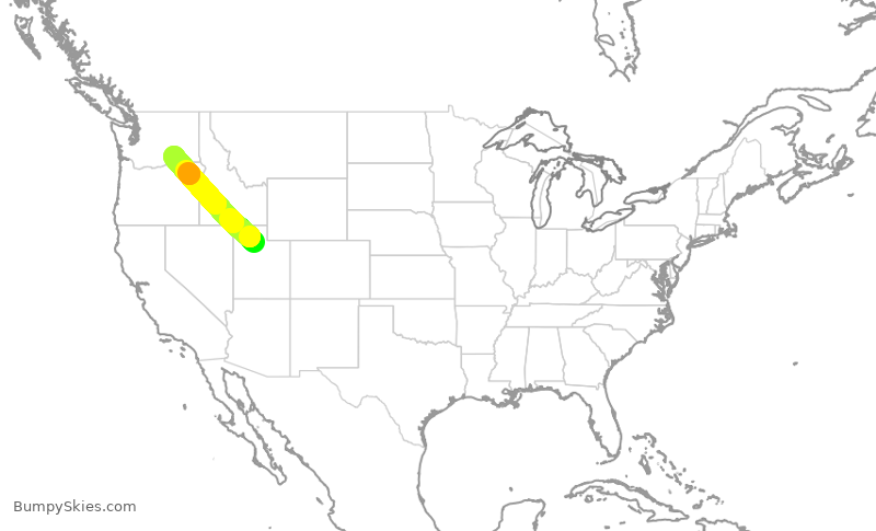 Turbulence forecast map for SKW3958, SLC to PSC