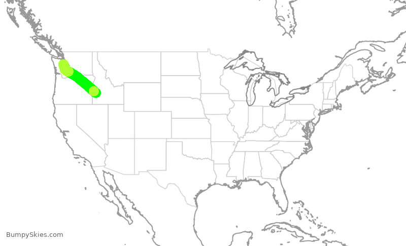 Turbulence forecast map for SKW3959, SEA to BOI