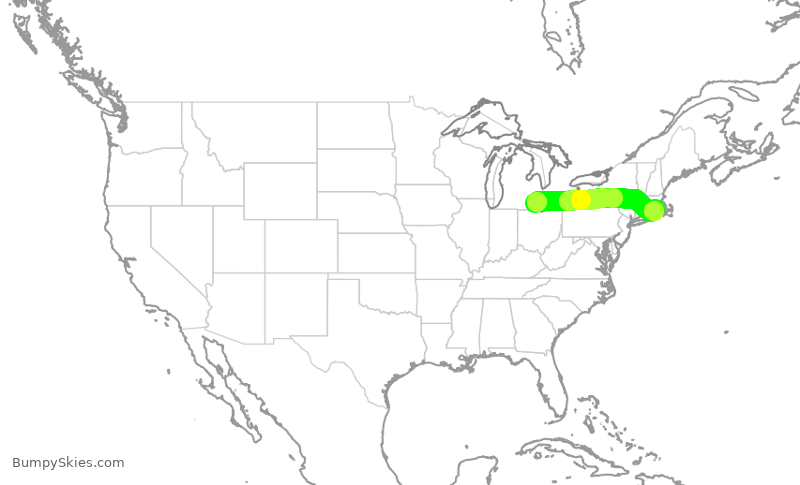 Turbulence forecast map for SKW3961, DTW to PVD