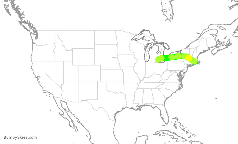 Turbulence forecast map for SKW3961, PVD to DTW