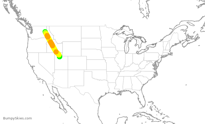 Turbulence forecast map for SKW3963, GEG to SLC