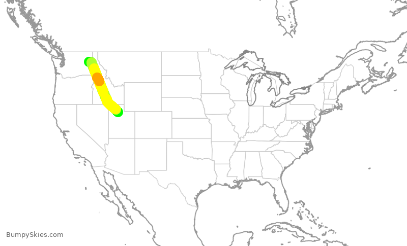 Turbulence forecast map for SKW3963, SLC to GEG