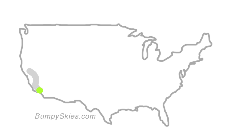 Map of continental US with illustrated flight path and turbulence forecast (described in text below)
